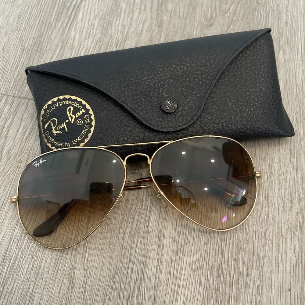 RayBan Aviators w Gold Wire Frame + Brown Lenses